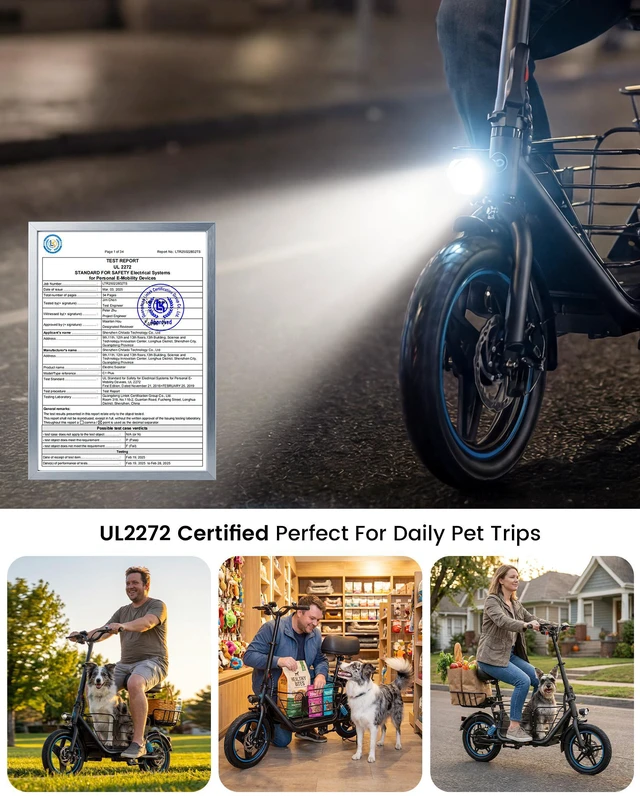 Alt view image 2 of 7 - GYROOR C1Plus Electric Scooter with Seat for Adults, 14" Foldable Commuter Scooter, 600W Motor, Up to 25 Miles & 18.6MPH, Dual Shock Absorbers, Rear Pet Basket, UL2272 Certified, Supports 265 LBS