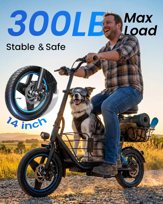Alt view image 3 of 7 - GYROOR C1Plus Electric Scooter with Seat for Adults, 14" Foldable Commuter Scooter, 600W Motor, Up to 25 Miles & 18.6MPH, Dual Shock Absorbers, Rear Pet Basket, UL2272 Certified, Supports 265 LBS
