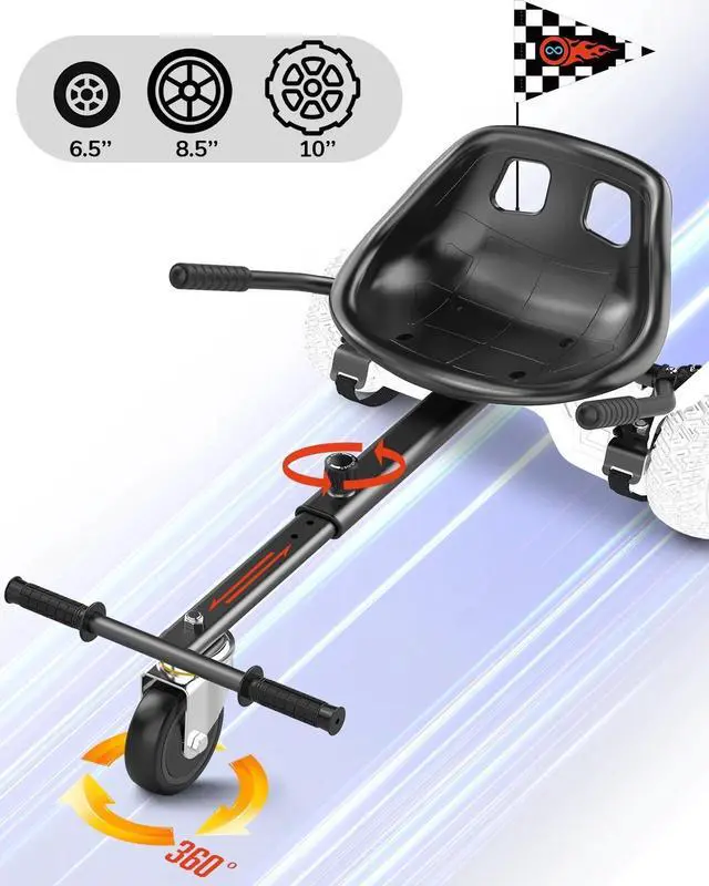 Alt view image 2 of 6 - GYROOR K1 Adjustable HoverKart Self Balancing Hoverboard Seat Attachment, Hoverboard Go Kart Accessory for 6.5", 8", 8.5",10" Hover Board, Perfect for Kids and Adults
