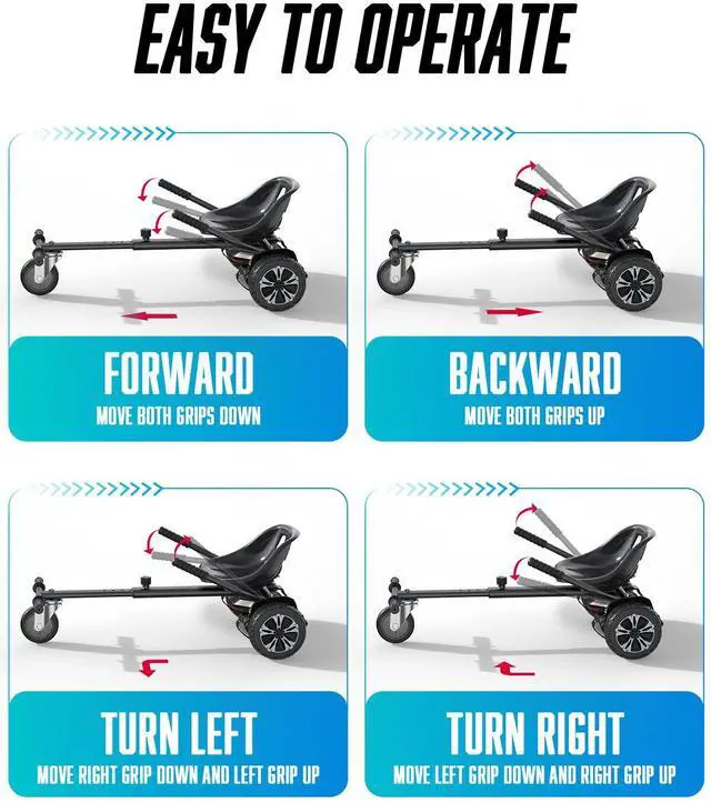 Alt view image 4 of 6 - GYROOR K1 Adjustable HoverKart Self Balancing Hoverboard Seat Attachment, Hoverboard Go Kart Accessory for 6.5", 8", 8.5",10" Hover Board, Perfect for Kids and Adults