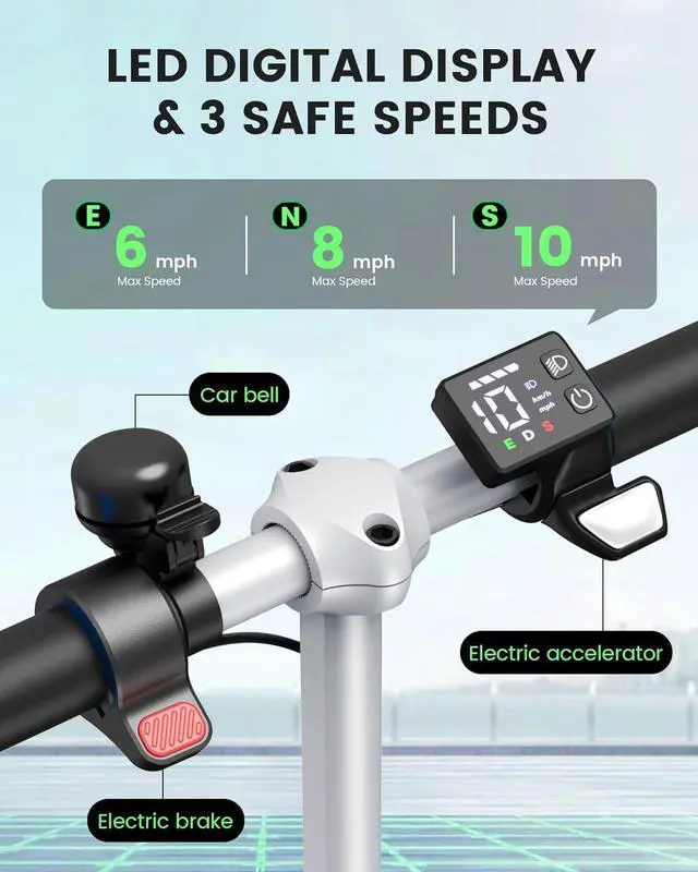 Alt view image 2 of 6 - GYROOR H40 Kids & Teens Electric Scooter, 180W Motor Max 10 MPH, Adjustable Height Handlebars, Dual Braking System, UL2272 Certified, LED Display & Colorful Lights, 6.5" Solid Rubber Wheels