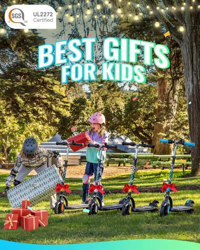 Alt view image 6 of 6 - GYROOR H40 Kids & Teens Electric Scooter, 180W Motor Max 10 MPH, Adjustable Height Handlebars, Dual Braking System, UL2272 Certified, LED Display & Colorful Lights, 6.5" Solid Rubber Wheels