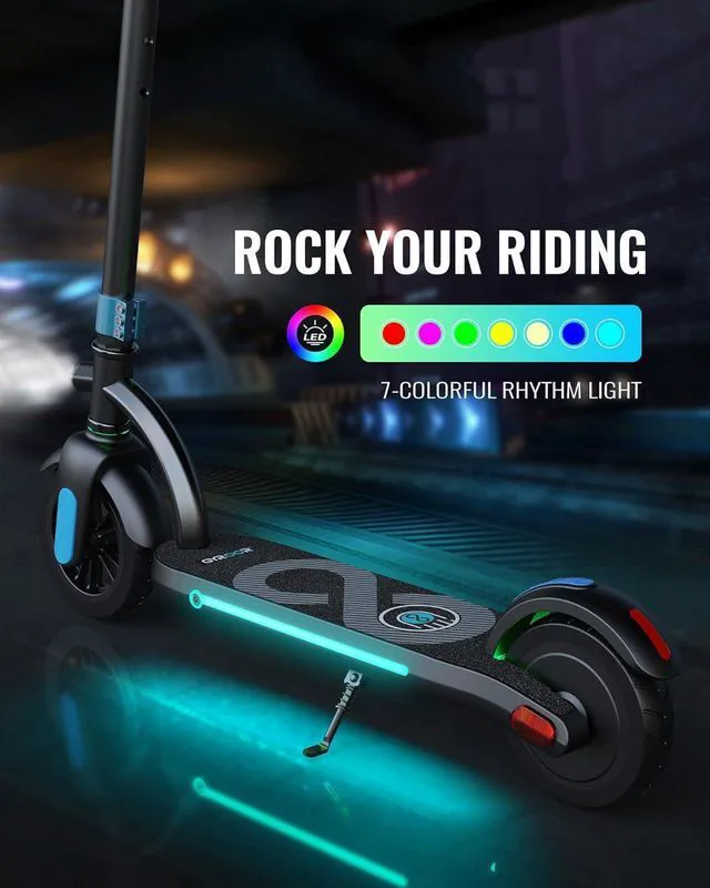 Alt view image 5 of 6 - GYROOR H40 Kids & Teens Electric Scooter, 180W Motor Max 10 MPH, Adjustable Height Handlebars, Dual Braking System, UL2272 Certified, LED Display & Colorful Lights, 6.5" Solid Rubber Wheels Blue