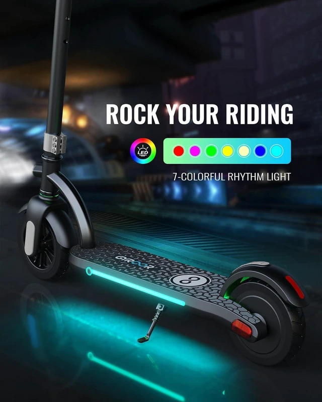 Alt view image 4 of 4 - GYROOR H40 Kids & Teens Electric Scooter, 180W Motor Max 10 MPH, Adjustable Height Handlebars, Dual Braking System, UL2272 Certified, LED Display & Colorful Lights, 6.5" Solid Rubber Wheels Silver