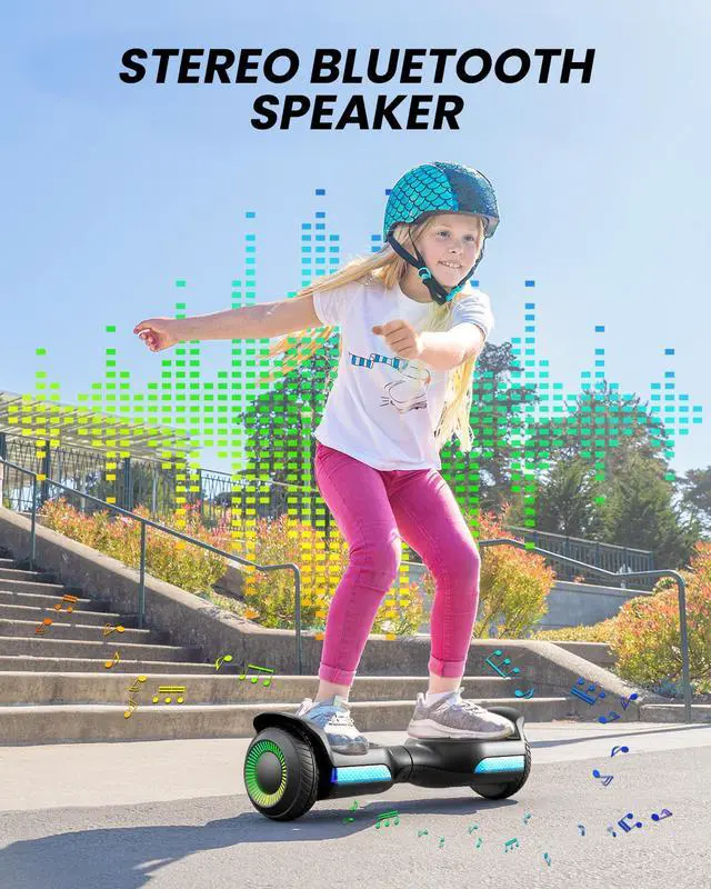 Alt view image 6 of 6 - MIHOVER 6.5 Inch All-Terrain Kids Hoverboard, Self Balancing Scooter with LED Lights & Bluetooth Speaker, UL2272 Certified, Max Speed 7.75 MPH, 176 Lbs Max Load