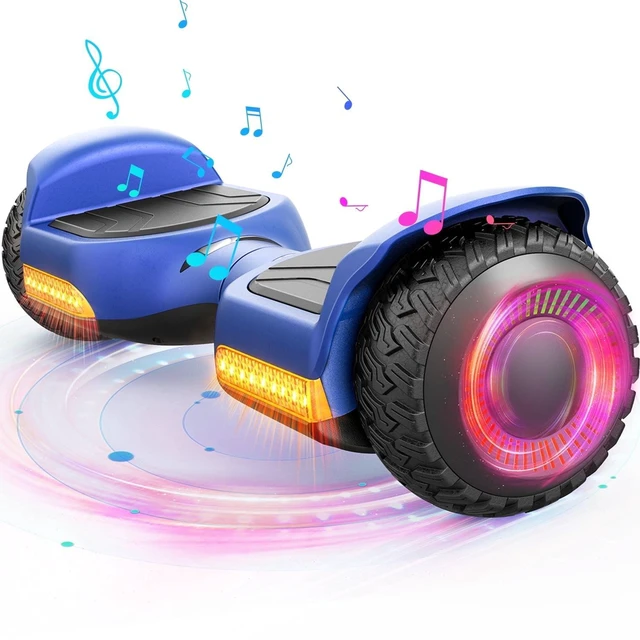 Main image of GYROOR 6.5 Inch All-Terrain Kids Hoverboard, Self Balancing Hoverboard with LED Lights & Bluetooth Speaker, UL2272 Certified, Max Speed 7.75 MPH, 176 Lbs Max Load Blue