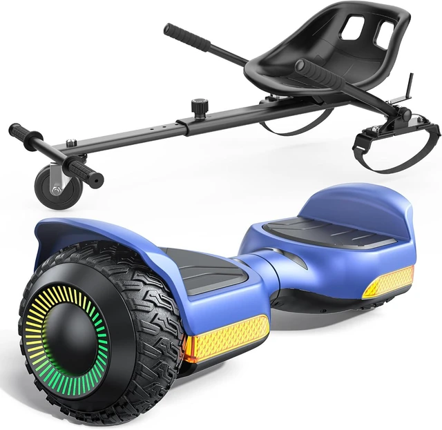 Main image of GYROOR 6.5 in. Hoverboard with Go Kart Seat, All Terrain HoverKart Set for kids, Dual 250W Motors, 360° Swivel Wheels, Rear Suspension, Bluetooth Speaker, UL2272 Certified, Blue