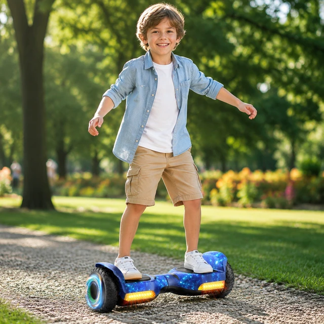 Alt view image 5 of 7 - GYROOR 6.5 in. Hoverboard with Go Kart Seat, All Terrain HoverKart Set for kids, Dual 250W Motors, 360° Swivel Wheels, Rear Suspension, Bluetooth Speaker, UL2272 Certified, Blue