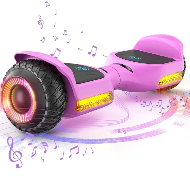 Alt view image 2 of 7 - GYROOR 6.5 in. Hoverboard with Go Kart Seat, All Terrain HoverKart Set for kids, Dual 250W Motors, 360° Swivel Wheels, Rear Suspension, Bluetooth Speaker, UL2272 Certified, Pink