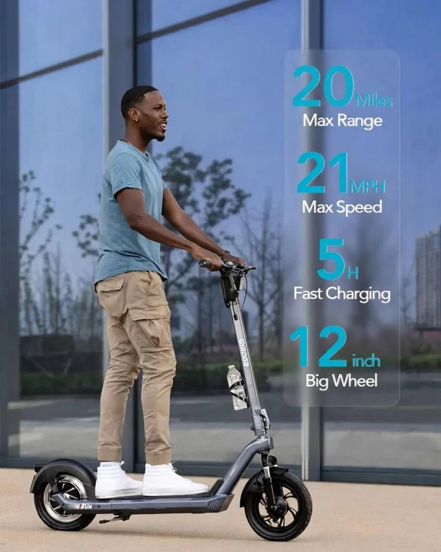 Alt view image 2 of 7 - URBANMAX Adult Electric Scooter, 700W Motor, 12-Inch Pneumatic Tires, Front Suspension, Removable Battery, 20 MPH, 20-Mile Range, UL Certified