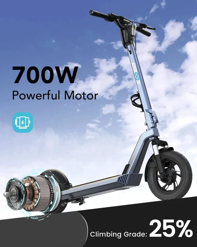Alt view image 3 of 7 - URBANMAX Adult Electric Scooter, 700W Motor, 12-Inch Pneumatic Tires, Front Suspension, Removable Battery, 20 MPH, 20-Mile Range, UL Certified