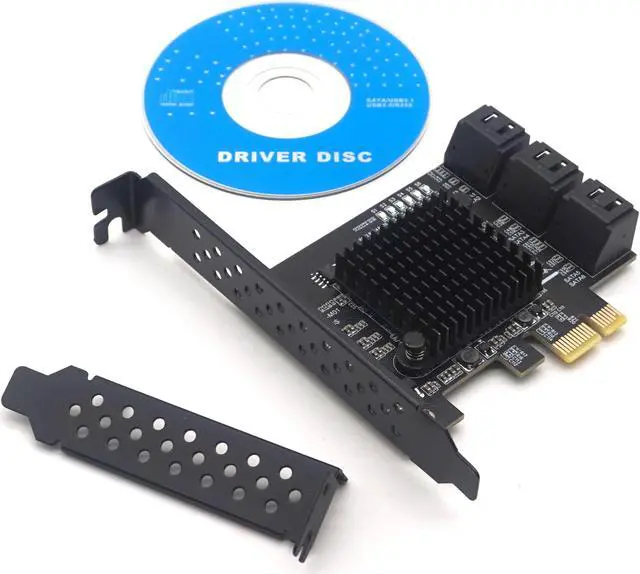 Alt view image 7 of 7 - Weastlinks PCIE PCI-E to 6 Ports SATA 3.0 PCIe expansion Card 6 SATA Adapter SATA 3 Converter with Heat Sink Marvell 88SE9215 chip