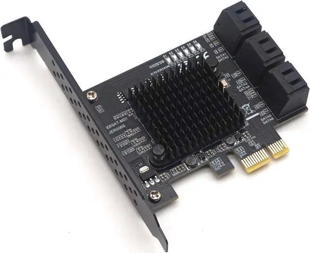 Alt view image 2 of 7 - Weastlinks PCIE PCI-E to 6 Ports SATA 3.0 PCIe expansion Card 6 SATA Adapter SATA 3 Converter with Heat Sink Marvell 88SE9215 chip