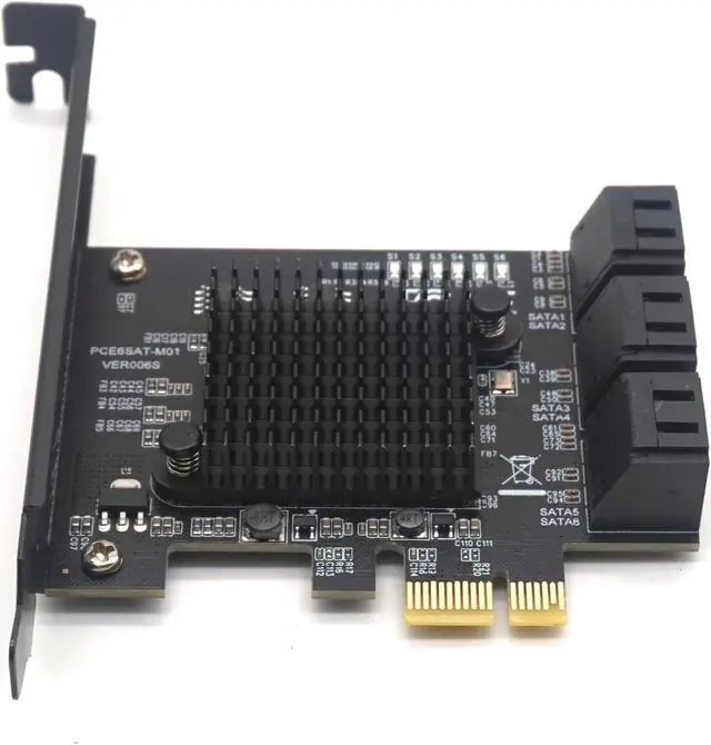 Alt view image 5 of 7 - Weastlinks PCIE PCI-E to 6 Ports SATA 3.0 PCIe expansion Card 6 SATA Adapter SATA 3 Converter with Heat Sink Marvell 88SE9215 chip