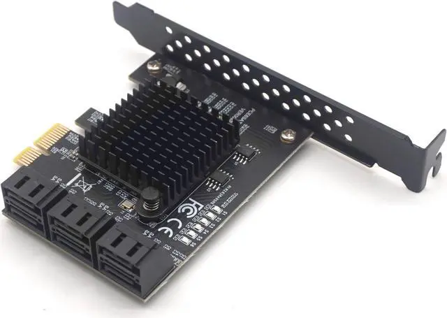 Alt view image 4 of 7 - Weastlinks PCIE PCI-E to 6 Ports SATA 3.0 PCIe expansion Card 6 SATA Adapter SATA 3 Converter with Heat Sink Marvell 88SE9215 chip