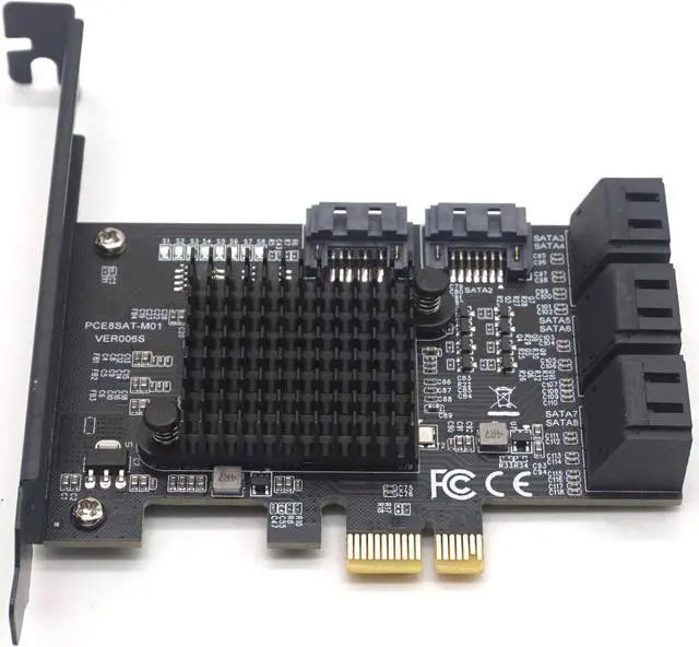Alt view image 2 of 7 - Weastlinks 8 Ports SATA 3.0 to PCIe Expansion Card PCI Express 8 SATA Adapter 8 Port SATA 3 Converter with Heat Sink 88SE9215 Chip for HDD