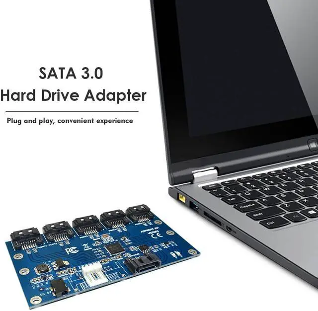 Alt view image 6 of 7 - Weastlinks SATA Expansion Riser Card 1 to 5 Port SATA3.0 6Gbps Multiplier Controller Adapter Module for PC Motherboard