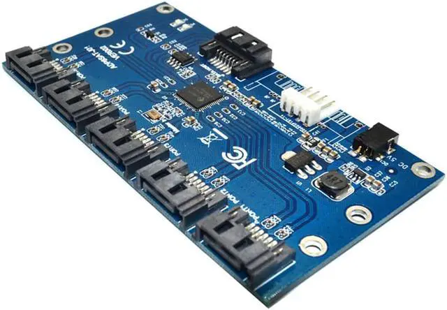 Alt view image 5 of 7 - Weastlinks SATA Expansion Riser Card 1 to 5 Port SATA3.0 6Gbps Multiplier Controller Adapter Module for PC Motherboard