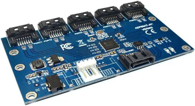 Alt view image 2 of 7 - Weastlinks SATA Expansion Riser Card 1 to 5 Port SATA3.0 6Gbps Multiplier Controller Adapter Module for PC Motherboard