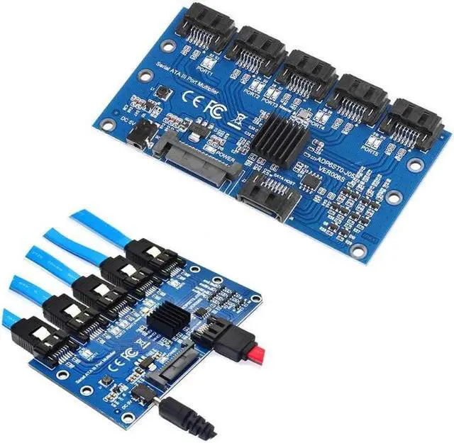 Alt view image 5 of 7 - Weastlinks SATA Expansion Card 1 to 5 Port SATA3.0 Controller Card Motherboard 6Gbps Multiplier SATAPort Riser Card Adapter for Motherboard