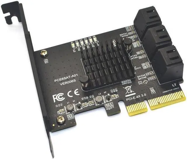 Alt view image 2 of 6 - Weastlinks PCIE PCI-E to 6 Ports SATA 3.0 PCI Express x4 Expansion Card 6 SATA3.0 PCIe PCI-e 6 Port SATA Controller for HDD ASMedia ASM1166