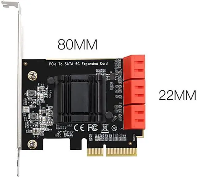 Alt view image 6 of 6 - Weastlinks PCIE PCI-E to 6ports SATA3.0 expansion Card PCI express 4X Gen3 PCI express 6 SATA Adapter SATA3 Converter