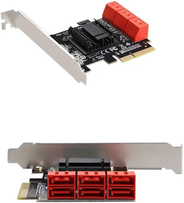 Alt view image 2 of 6 - Weastlinks PCIE PCI-E to 6ports SATA3.0 expansion Card PCI express 4X Gen3 PCI express 6 SATA Adapter SATA3 Converter