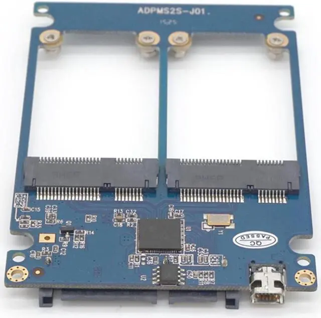 Alt view image 4 of 7 - Weastlinks Dual mSATA RAID to 22pin SATA Adapter 2.5 inch SATA 3.0 Enclosure USB3.0 to 2 MSATA SATA 3 RAID 0/1