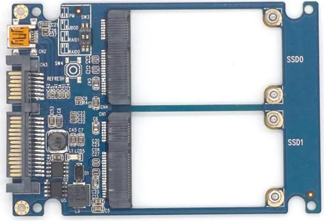 Alt view image 2 of 7 - Weastlinks Dual mSATA RAID to 22pin SATA Adapter 2.5 inch SATA 3.0 Enclosure USB3.0 to 2 MSATA SATA 3 RAID 0/1