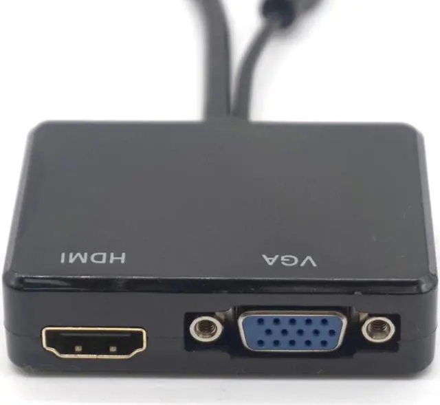 Alt view image 3 of 9 - Weastlinks HDMI to VGA & HDMI Female Splitter with Audio Video Cable Converter Adapter For HDTV PC Monitor