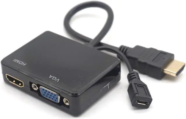 Alt view image 7 of 9 - Weastlinks HDMI to VGA & HDMI Female Splitter with Audio Video Cable Converter Adapter For HDTV PC Monitor