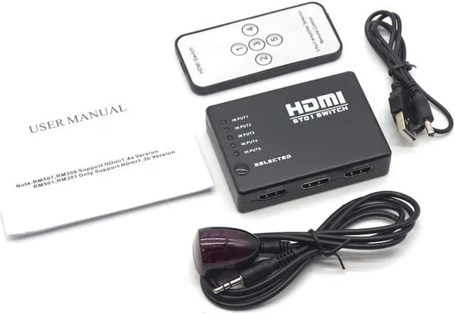 Alt view image 7 of 9 - Weastlinks 5 In 1 Out 5 Port Video HDMI Switch Selector Switcher Splitter Hub IR Remote 1080P For HDTV PS3 DVD