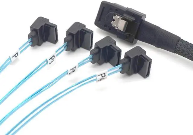 Alt view image 4 of 9 - Weastlinks Hard Disk Splitter Cable Mini SAS SFF-8087 to 4 SATA 90 Degree Splitter Breakout Cable Conversion Adapter Cable