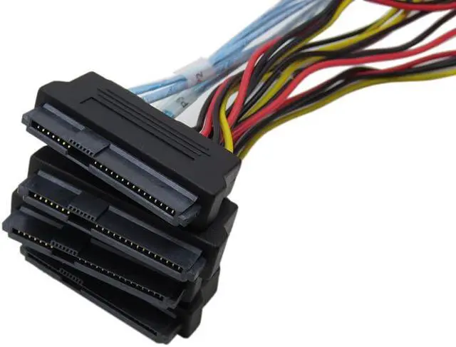 Alt view image 2 of 6 - Weastlinks Sas Sata Cables for HDD Server Display Card MINI SAS 4i SFF-8087 36Pin To 4 SAS 29Pin Sff 8482 +4pin Power Cable 1m