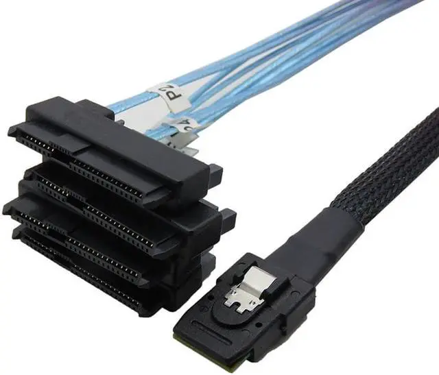 Alt view image 2 of 6 - Weastlinks SAS SATA Cable Internal Mini SAS 36pin SFF-8087 to (4) 29pin+15Pin SFF-8482 connectors with SATA Power