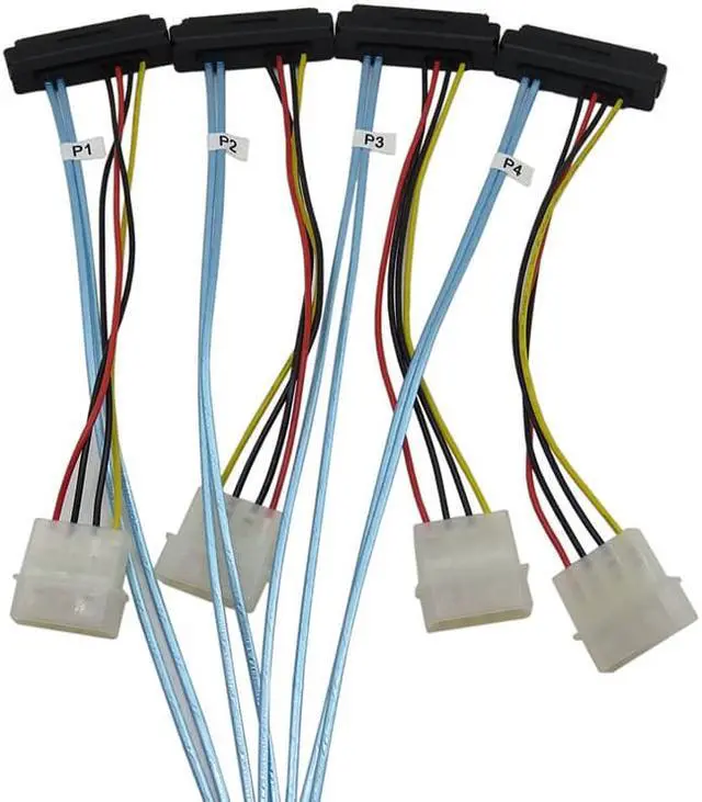 Alt view image 4 of 6 - Weastlinks Sas Sata Cables for HDD Server Display Card MINI SAS 4i SFF-8087 36Pin To 4 SAS 29Pin Sff 8482 +4pin Power Cable 1m