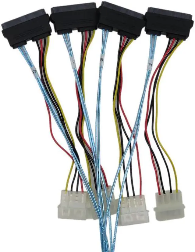 Alt view image 3 of 6 - Weastlinks Sas Sata Cables for HDD Server Display Card MINI SAS 4i SFF-8087 36Pin To 4 SAS 29Pin Sff 8482 +4pin Power Cable 1m