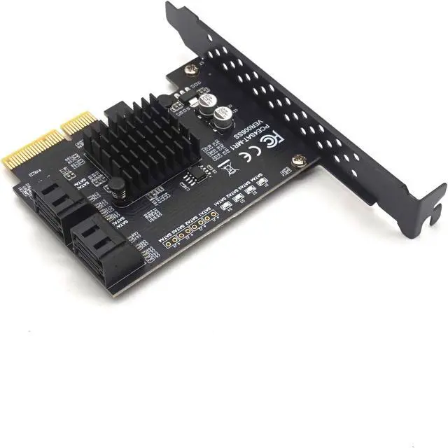 Alt view image 5 of 7 - Weastlinks PCI-E to 4 Port Raid SATA3.0 6G Controller Card PCIE 4SATA Raid Card PCI-E SATA Raid PCI Express 4X Marvell 88SE9230 Chip
