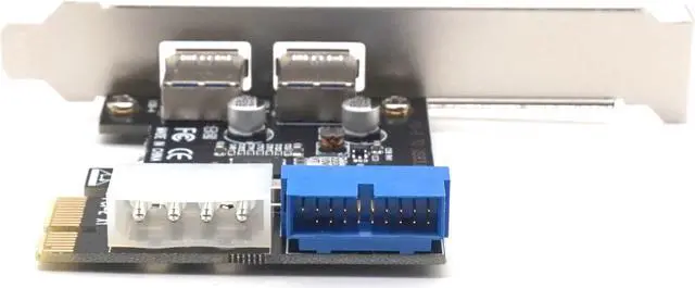 Alt view image 4 of 7 - Weastlinks PCIE PCI-E to USB 3.0 Expansion Card External 2 Port USB3.0 + Internal 19pin Header PCIe Card 4pin IDE Power Connector