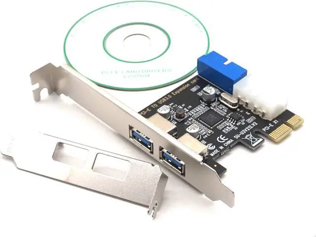 Alt view image 7 of 7 - Weastlinks PCIE PCI-E to USB 3.0 Expansion Card External 2 Port USB3.0 + Internal 19pin Header PCIe Card 4pin IDE Power Connector
