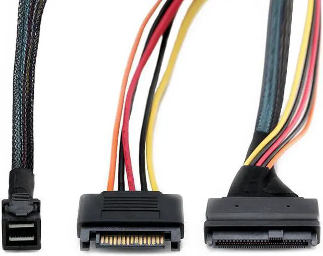 Alt view image 4 of 7 - Weastlinks Mini SAS SFF 8643 to U.2 SFF-8639 Cable with 15 Pin Female SATA Connector SSD Power Cable Wire 12Gb/S 1.64ft