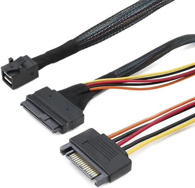 Alt view image 2 of 7 - Weastlinks Mini SAS SFF 8643 to U.2 SFF-8639 Cable with 15 Pin Female SATA Connector SSD Power Cable Wire 12Gb/S 1.64ft