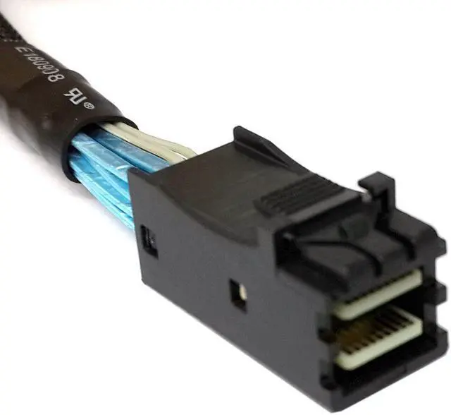 Alt view image 4 of 6 - Weastlinks Slim Line SAS 4.0 SFF-8654 4i 38pin to HD Mini SAS 4i SFF-8643 36pin Cable 0.5M