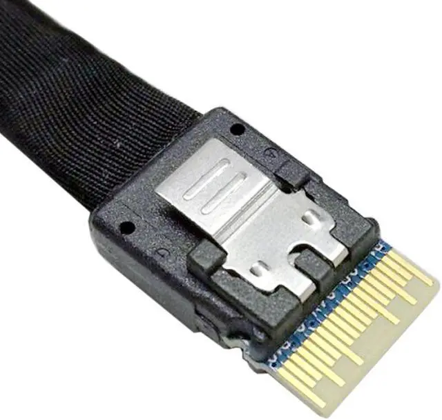 Alt view image 3 of 6 - Weastlinks Slim Line SAS 4.0 SFF-8654 4i 38pin to HD Mini SAS 4i SFF-8643 36pin Cable 0.5M