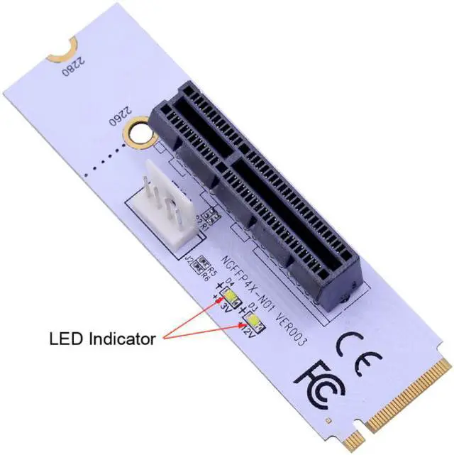 Alt view image 2 of 7 - Weastlinks NGFF M.2 Key M to PCI-E 1X 4X 8X 16X Riser Card ETH ETC Graphics Card Mining Slot Adapter with LED For BTC LTC Miner Machine