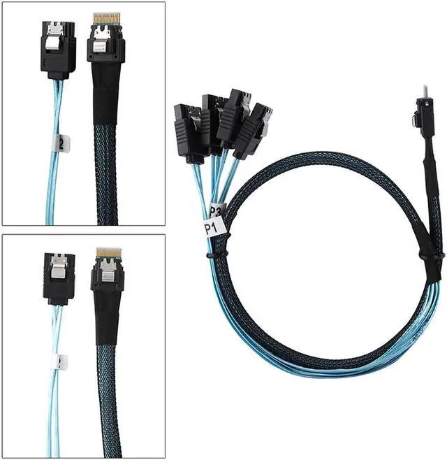 Alt view image 6 of 6 - Weastlinks MINI SAS 38P SFF-8654 to 4 X SATA Server Data Transmission Cable 12Gbps Connecting Line for Hard Disk Computer Host