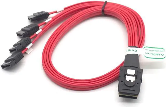 Alt view image 6 of 7 - Weastlinks Mini SAS 36P SFF-8087 to 4 SATA 7 Pin Data HDD Cable target Hard Disk Data Red Cable