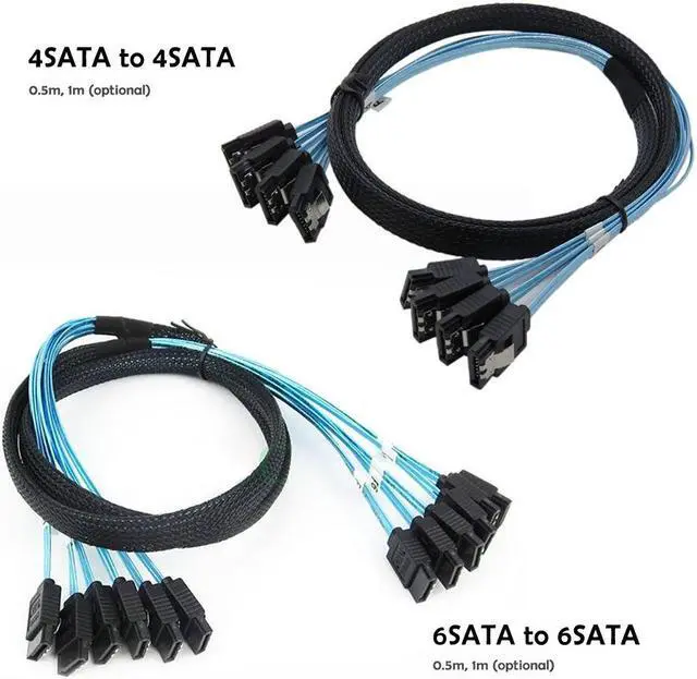 Alt view image 2 of 9 - Weastlinks SATA III 6Gbps SAS Cable for Server SATA 7 Pin to SATA 7 Pin Hard Drive Data Cable 4SATA to 4SATA
