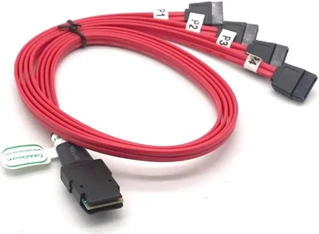 Alt view image 2 of 7 - Weastlinks Mini SAS 36P SFF-8087 to 4 SATA 7 Pin Data HDD Cable target Hard Disk Data Red Cable
