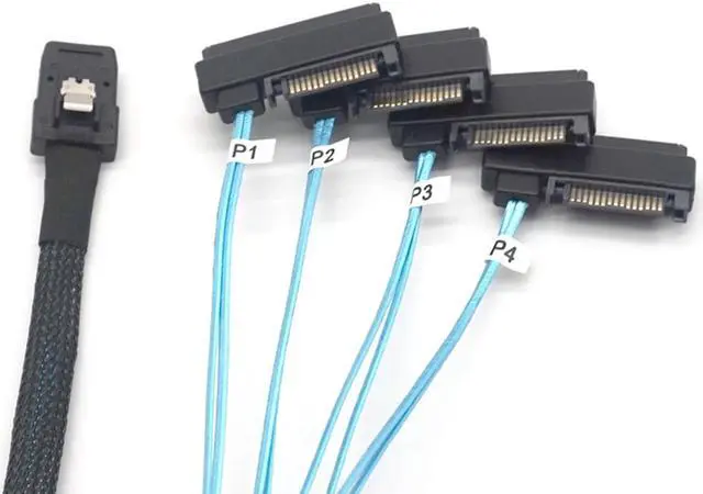 Alt view image 4 of 9 - Weastlinks SAS SATA Cable Internal Mini SAS 36pin SFF-8087 to (4) 29pin+15Pin SFF-8482 connectors with SATA Power